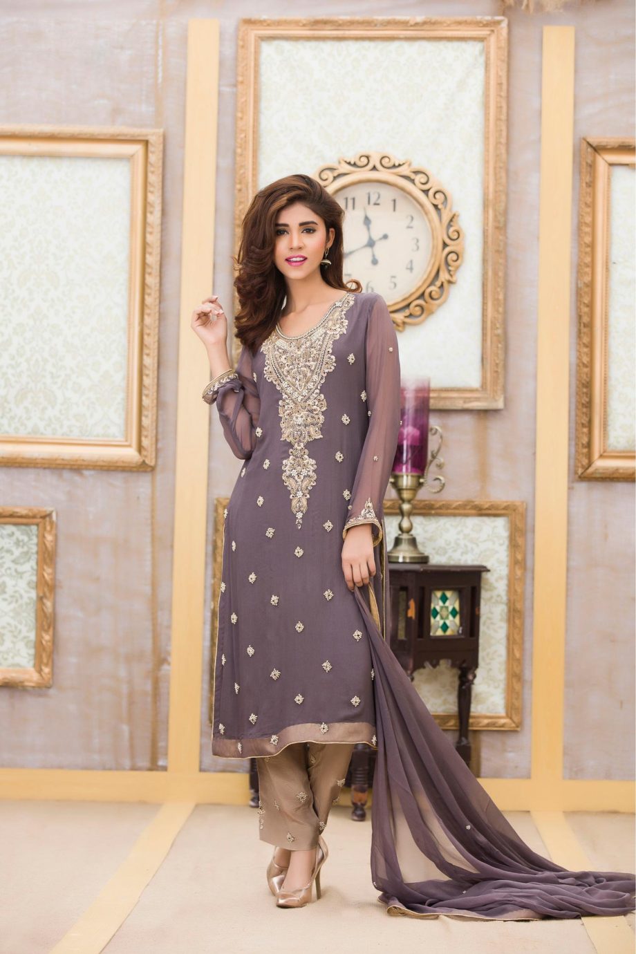 Buy Exclusive Boutique Deep Grey Bridal Dress -G11117 Online In USA, Uk & Pakistan