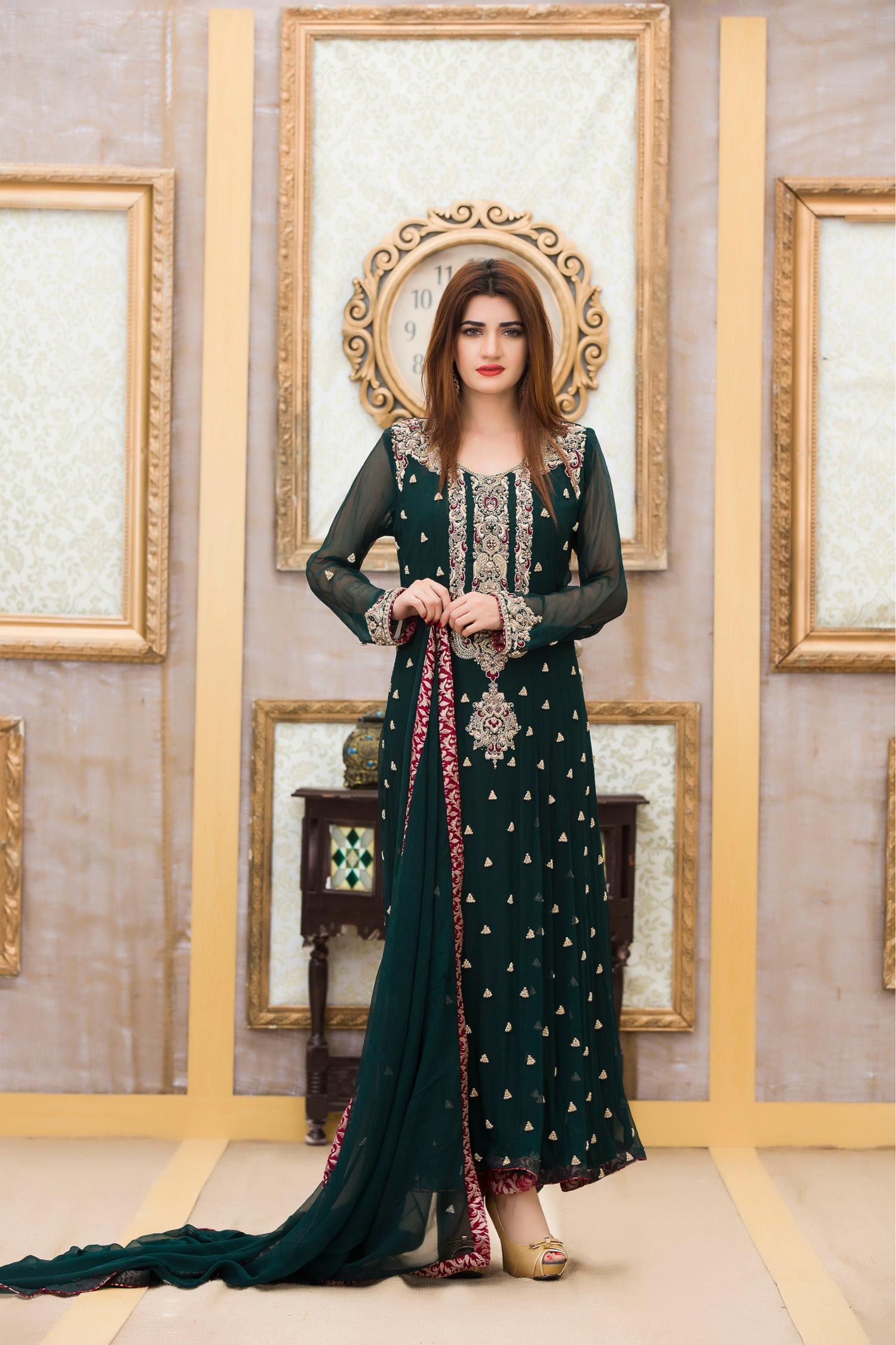 bottle green dress for wedding