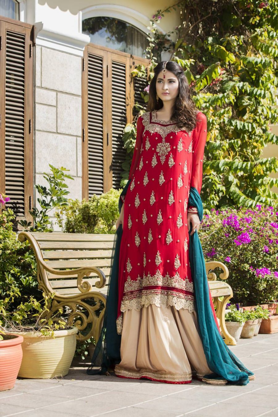 Bottle Green Deep Red Heavy Lehnga - Latest Designer Dresses ...