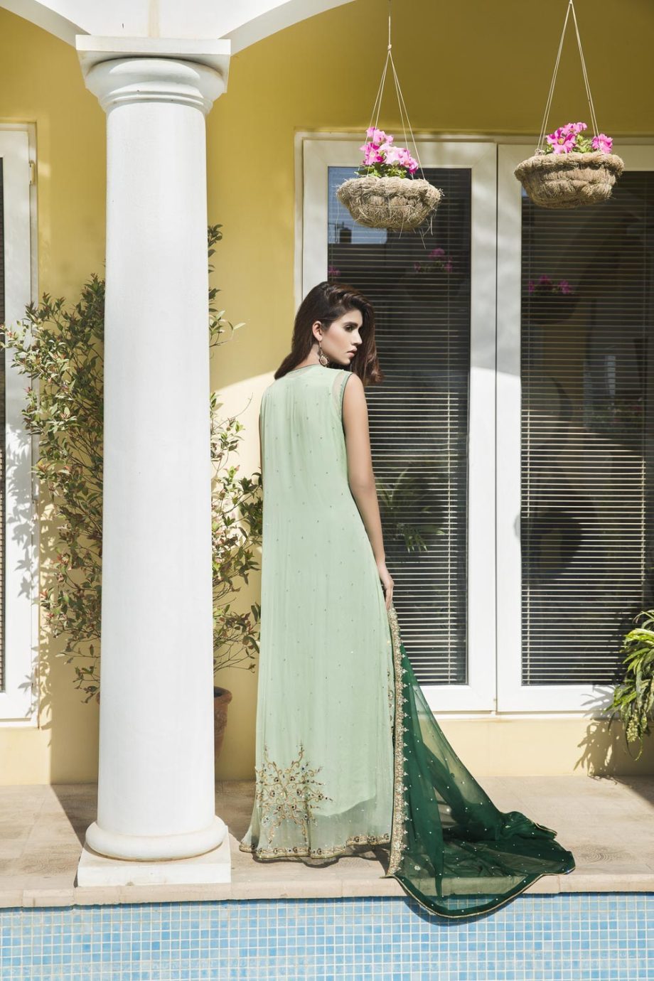 Buy Pista Green And Bottle Green Color Bridal Wear – Sbr520 Online In USA, Uk & Pakistan - 06