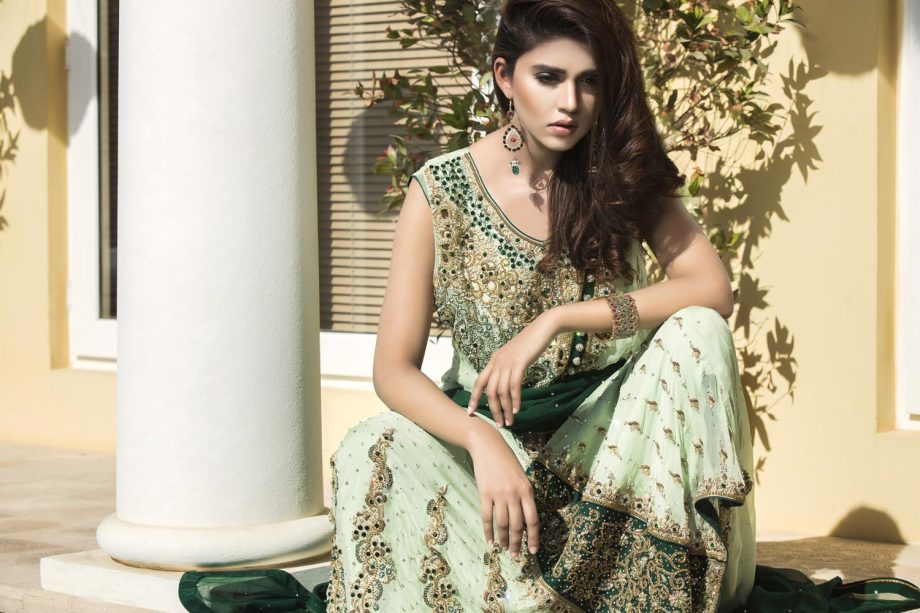 Buy Pista Green And Bottle Green Color Bridal Wear – Sbr520 Online In USA, Uk & Pakistan - 02