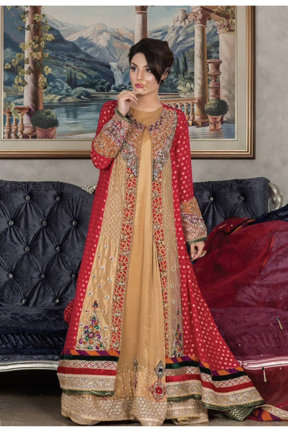 Buy Exclusive Red And Golden Dress – Sabd203 Online In USA, Uk & Pakistan