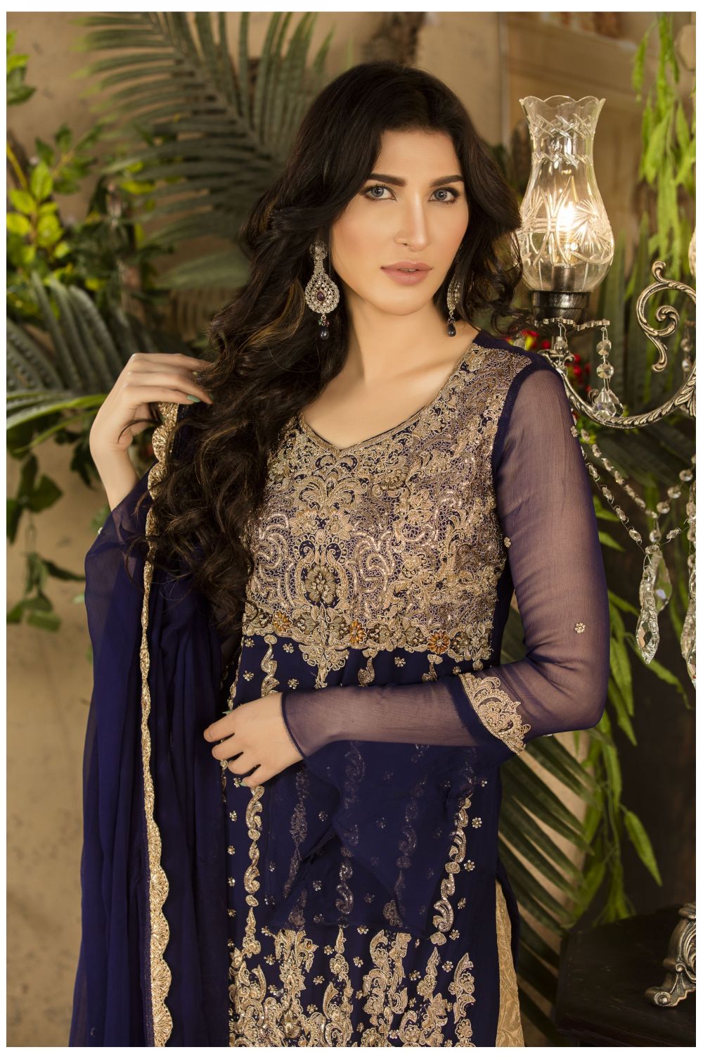 navy blue and beige dress