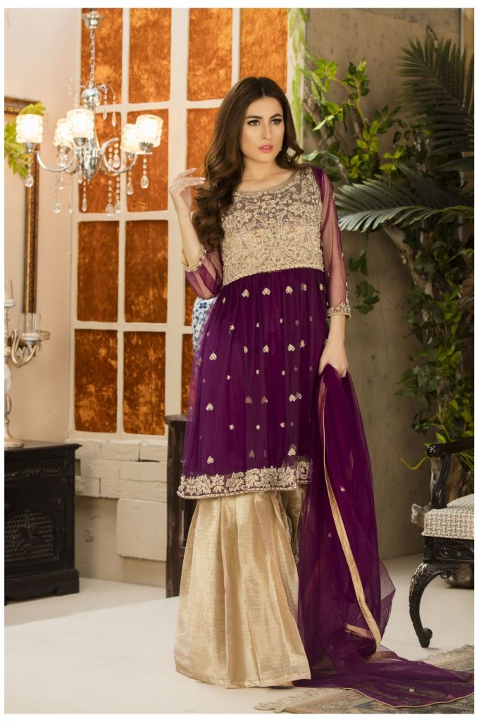 Buy Exclusive Purple And Dull Gold Dress – G15499 Online In USA, Uk & Pakistan - 04