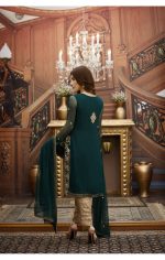 Buy Exclusive Bottle Green And Fone Bridal Dress – G16347 Online In USA, Uk & Pakistan - 02
