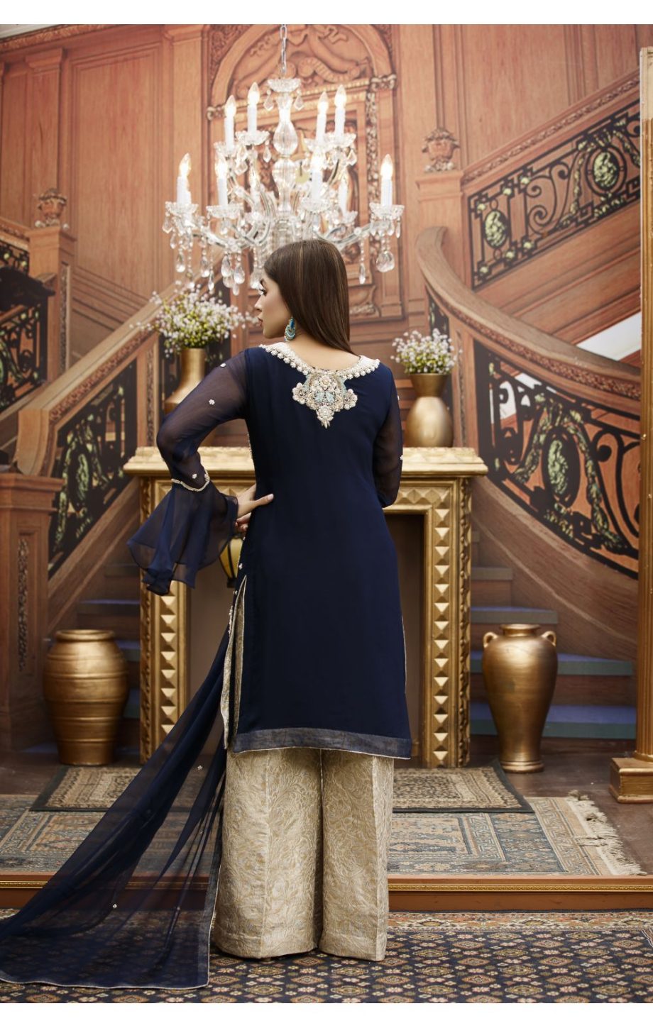 Buy Exclusive Navy Blue And Fone Bridal Wear – G16459 Online In USA, Uk & Pakistan - 03