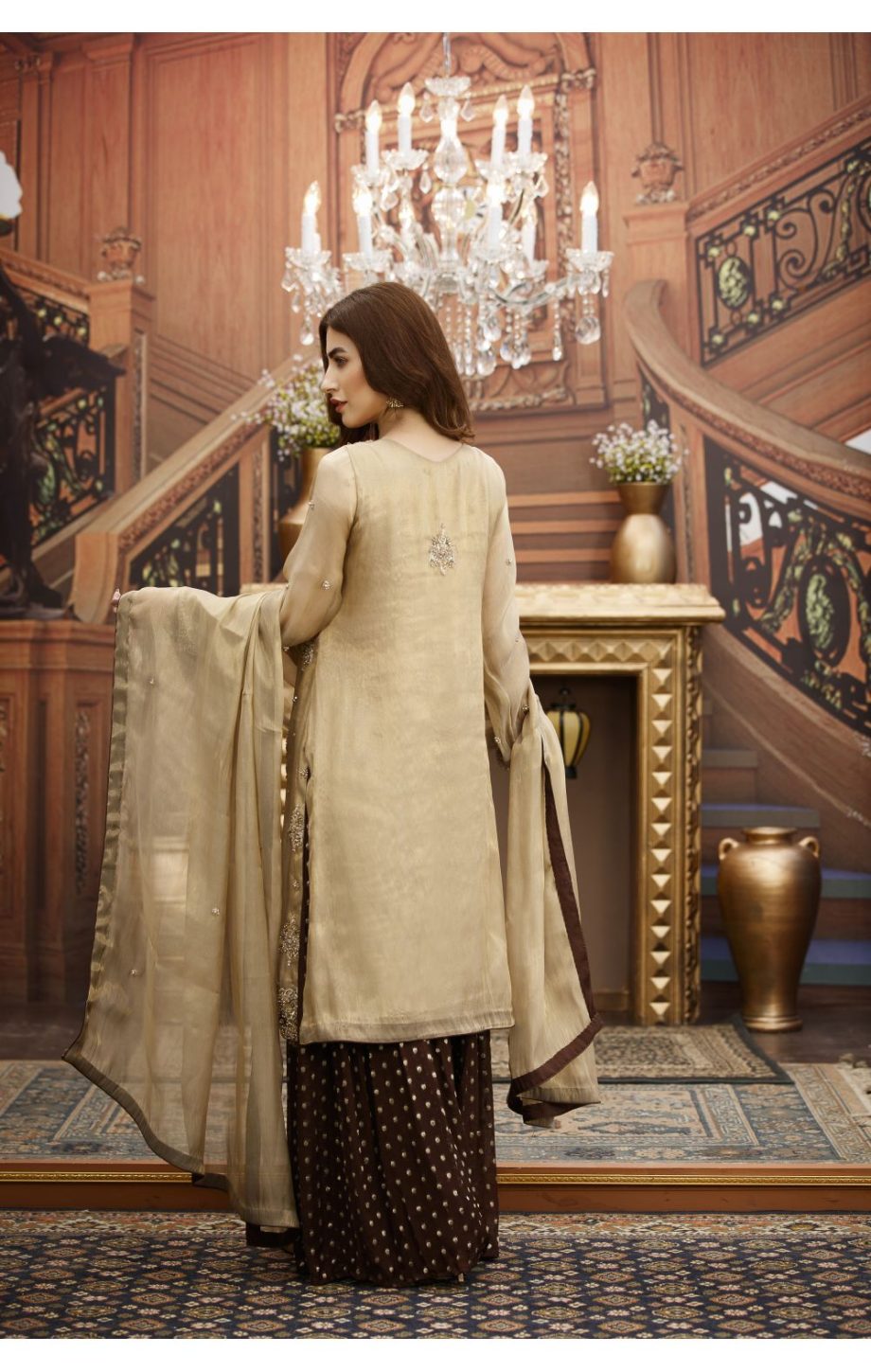 Buy Exclusive Golden And Brown Bridal Wear – G16532 Online In USA, Uk & Pakistan - 01