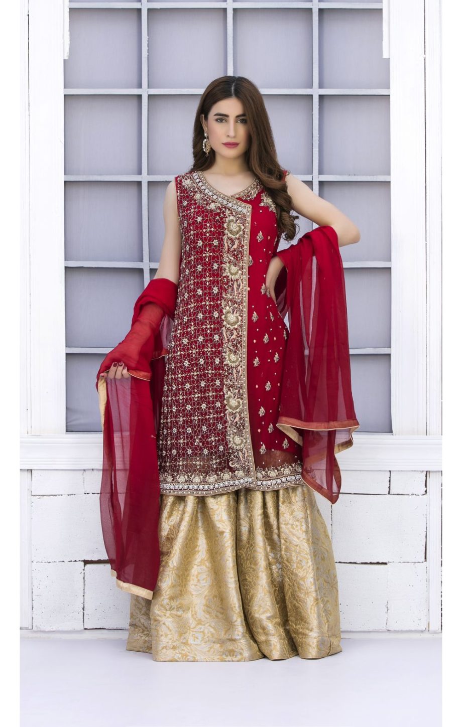 Buy Exclusive Red And Golden Bridal Wear – G15042 Online In USA, Uk & Pakistan - 04