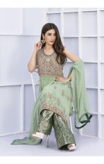 Buy Exclusive Pista Green And Bottle Green Bridal Wear – G15127 Online In USA, Uk & Pakistan - 03