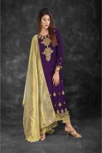 Buy Exclusive Purple And Golden Bridal Collection – Sabd220 Online In USA, Uk & Pakistan - 02
