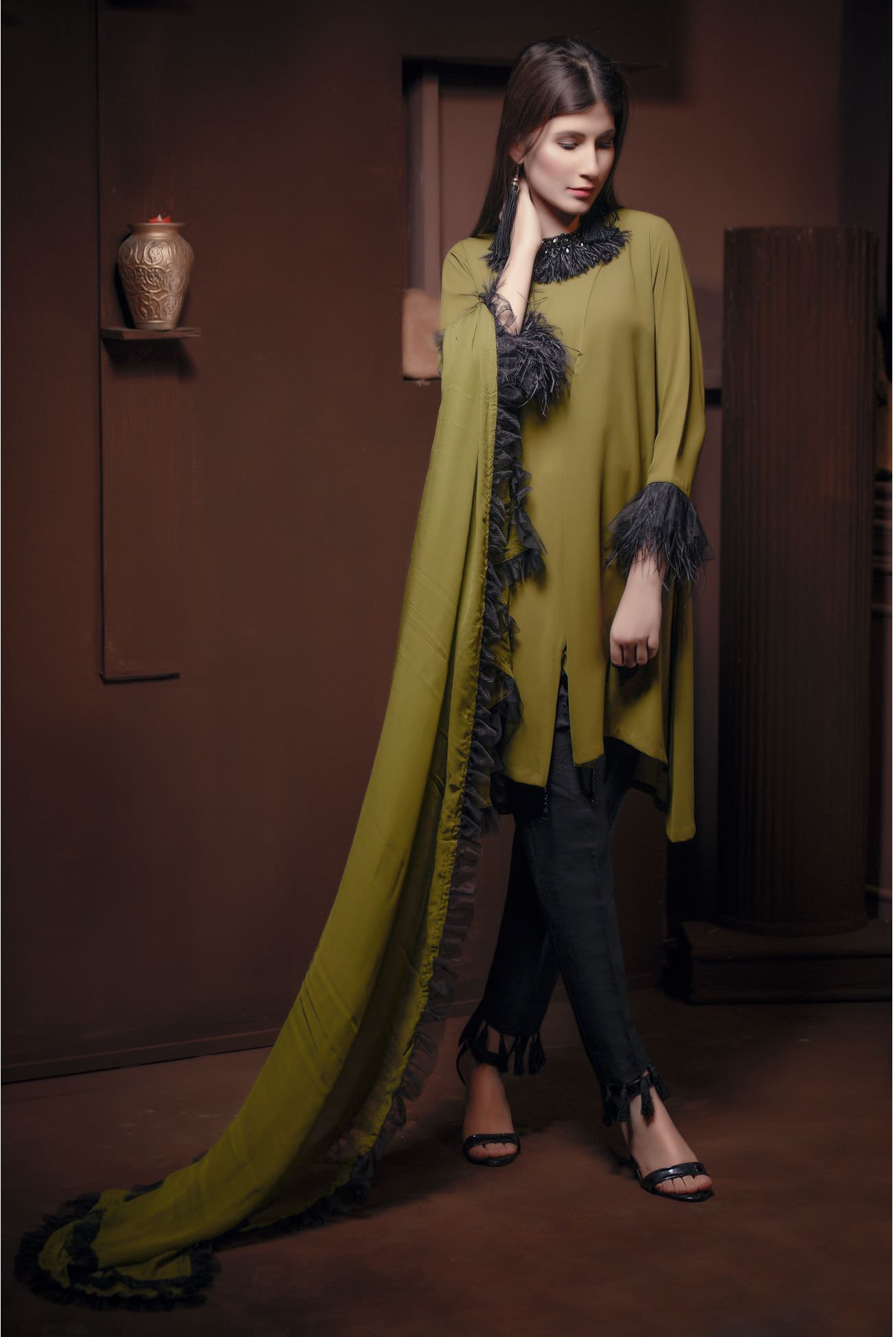 green emerald velvet dress Latest Lehenga Choli Green Bridal Dress Pakistani Mehndi Dress – Nameera by  Farooq