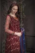 Buy Exclusive Maroon And Blue Bridal Wear – Aqbd05 Online In USA, Uk & Pakistan - 02