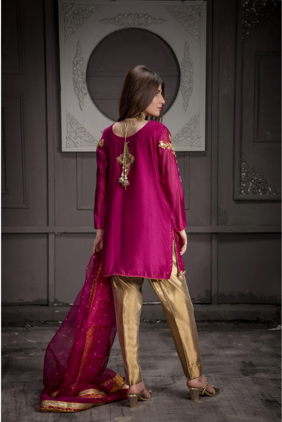 Buy Exclusive Hot Pink,Red And RUSAt Bridal Wear – Sdbd11 Online In USA, Uk & Pakistan - 03
