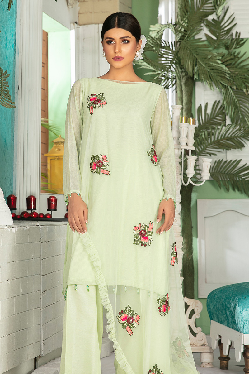 green emerald velvet dress Elaf Light Green Formal Collection Organza Dress 3pc Unstitched – GoodLuck  Collections main image 0