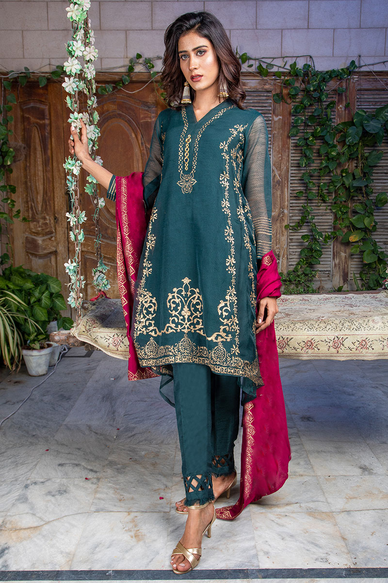 open lace back dress Chandni Black Shadmani Velvet Formal Dress main image 1