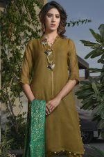Buy Exclusive Mehndi Green Party Wear – Aqs266 Online In USA, Uk & Pakistan - 04