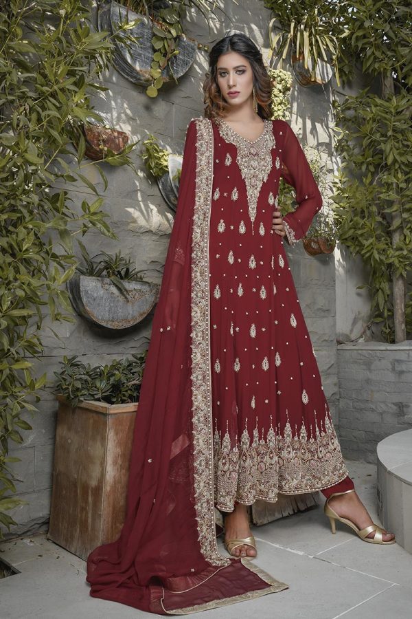 Buy Exclusive Maroon Bridal Wear – G19662 Online In USA, Uk & Pakistan