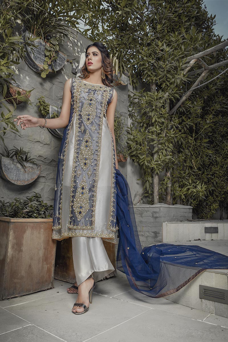 Buy Exclusive Blue And Silver Bridal Wear – G20747 Online In USA, Uk & Pakistan