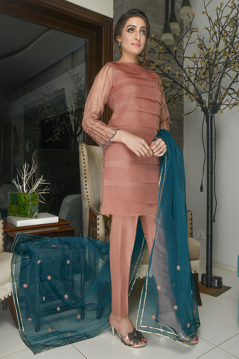 Buy Exclusive Tea Pink Party Wear – Sds381 Online In USA, Uk & Pakistan - 03