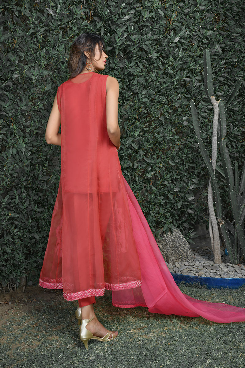 Buy Exclusive Coral Pink Party Wear – Sds395 Online In USA, Uk & Pakistan - 01