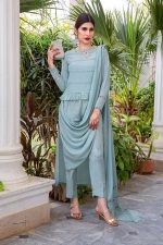 Buy Exclusive Powder Blue Party Wear – AQS236 Online In USA, Uk & Pakistan - 02