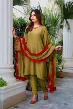 Buy Exclusive Mehndi Green Party Wear – Aqs316 Online In USA, Uk & Pakistan