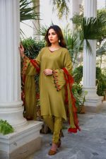 Buy Exclusive Mehndi Green Party Wear – Aqs316 Online In USA, Uk & Pakistan - 03