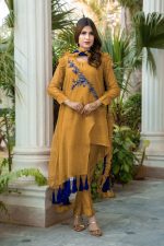 MUSTARD AND BLUE PARTY WEAR