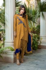 MUSTARD AND BLUE PARTY WEAR