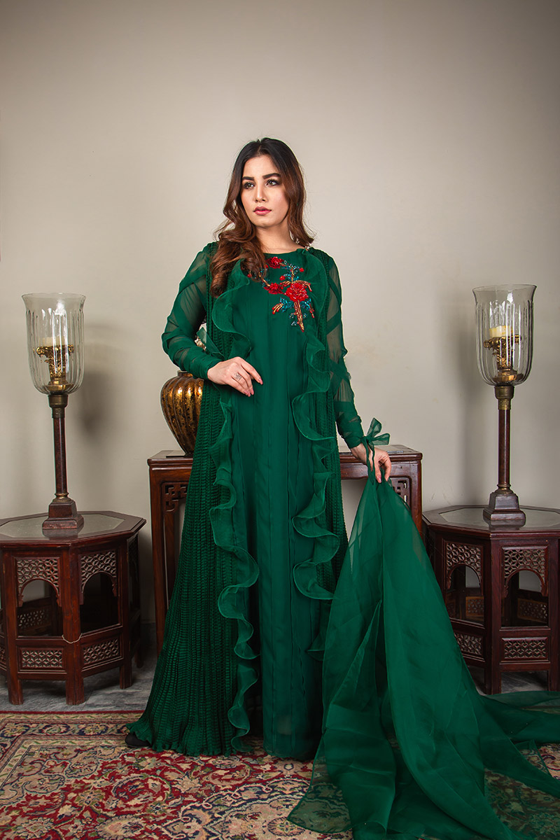 Buy Exclusive Emerald Green Luxury Pret – Sds492 Online In USA, Uk & Pakistan - 06