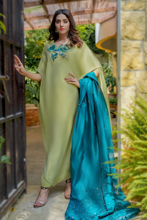 Buy Exclusive Apple Green And Teal Party Wear – Aqs256 Online in UK, USA & Pakistan