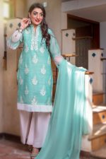 EXCLUSIVE AQUA GREEN AND OFF WHITE LUXURY PRET 2021