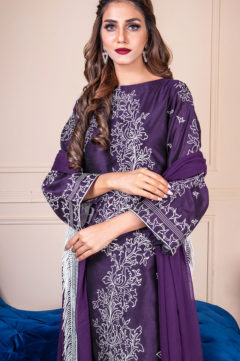 EXCLUSIVE PURPLE AND OFF WHITE PARTYWEAR – ZZS86 – Exclusive